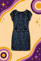 1920's Inspired Navy Blue Sequin Dress