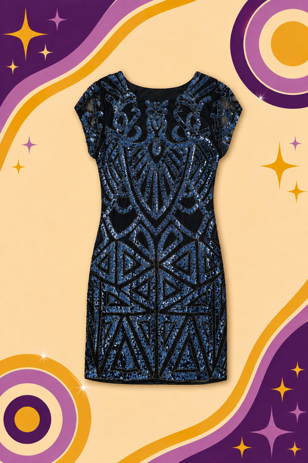 1920's Inspired Navy Blue Sequin Dress