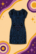 1920's Inspired Navy Blue Sequin Dress