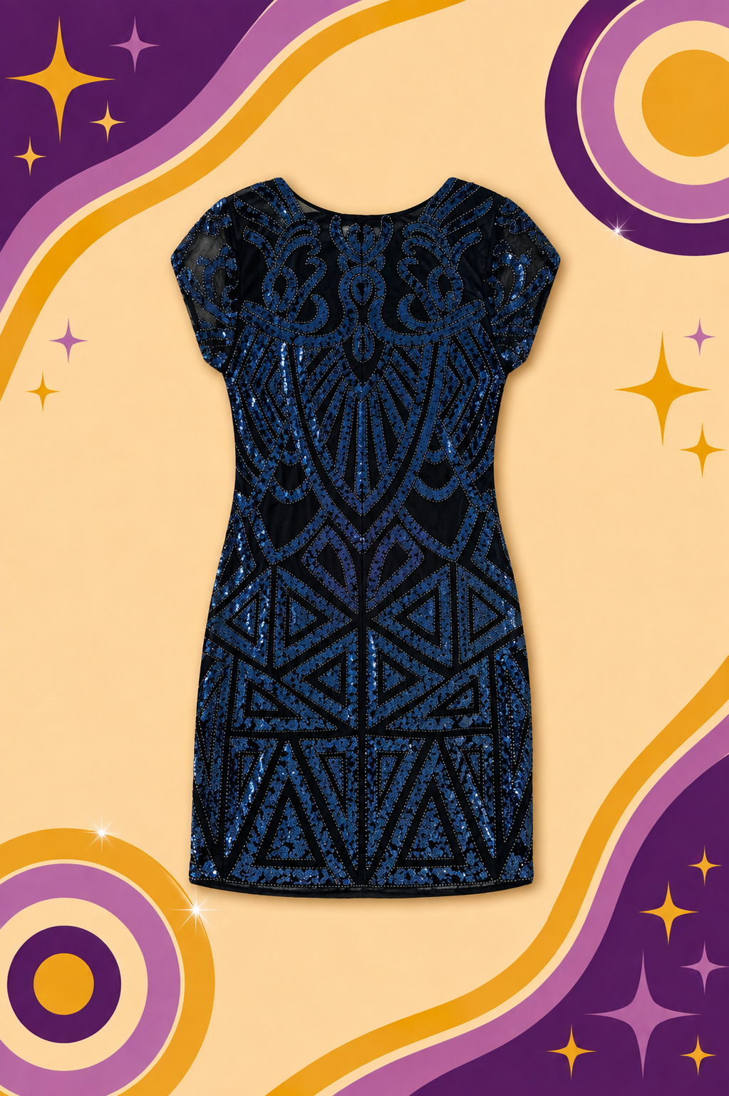 1920's Inspired Navy Blue Sequin Dress