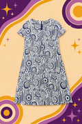 1960's Original Vintage Retro Pattern Silver Glitter Dress