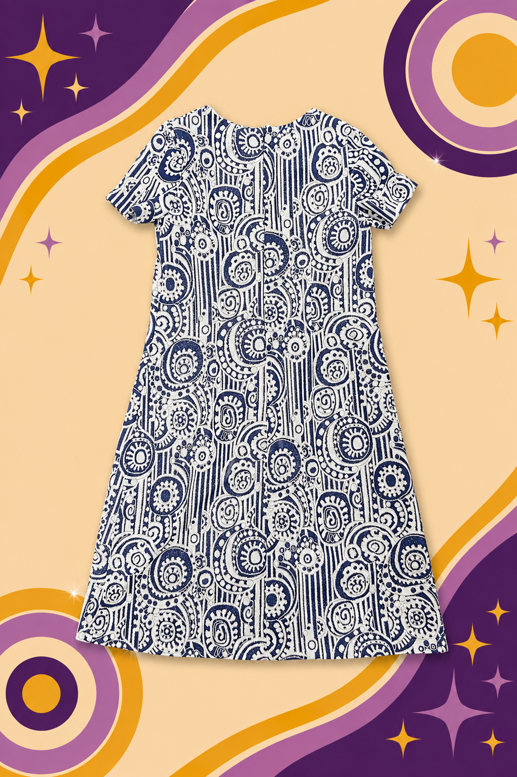 1960's Original Vintage Retro Pattern Silver Glitter Dress