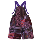 3rd Eye Patchwork 100% Cotton Purple Overalls (Short)