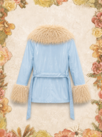 Miss Selfridge Pale blue Faux Fur Trim Jacket