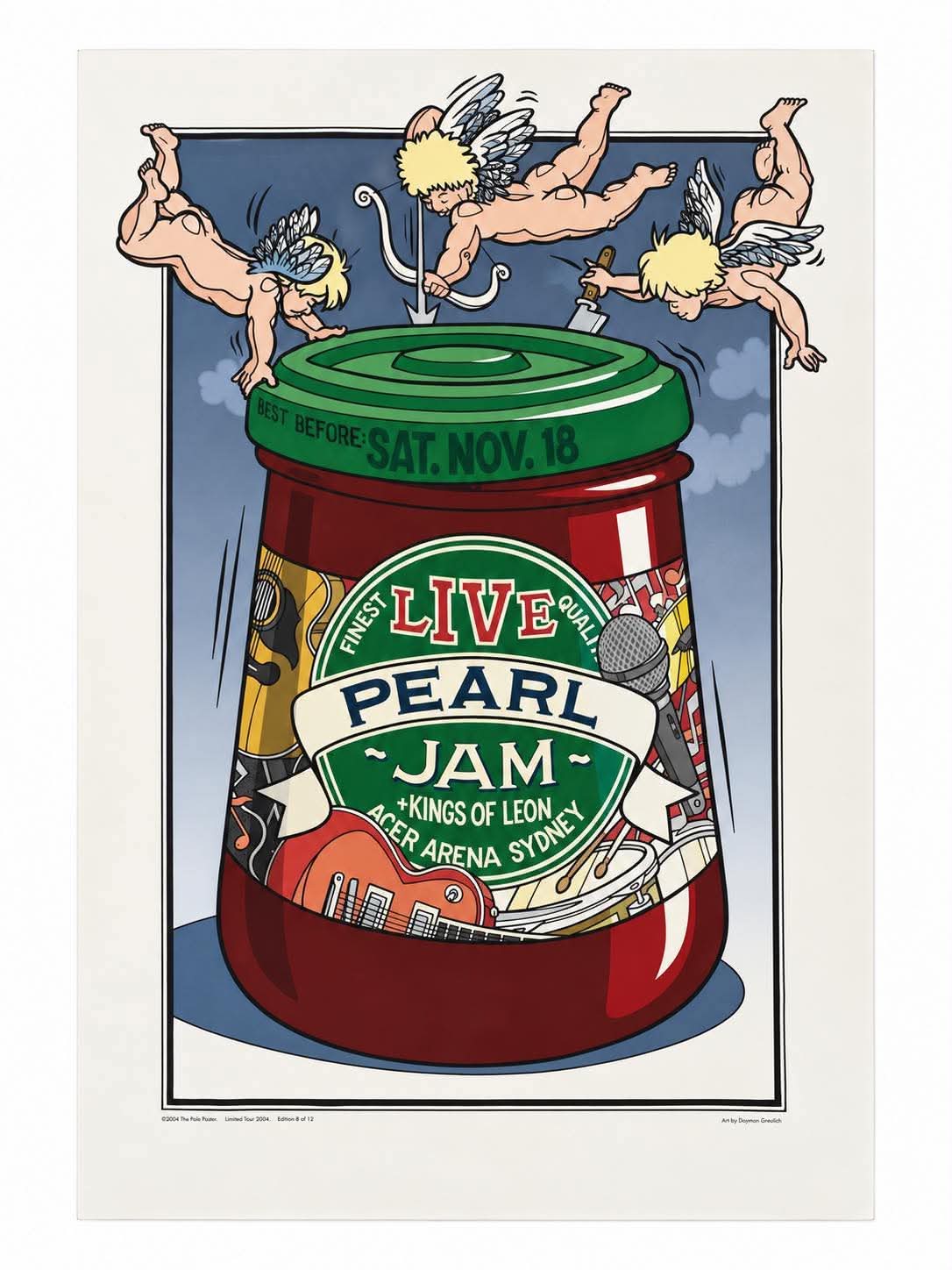 Pearl Jam Poster 'Kings Of Leon' On Framing Card