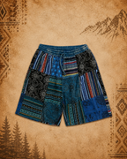 Mens 3rd Eye Patchwork Blue Shorts