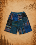 Mens 3rd Eye Patchwork Blue Shorts