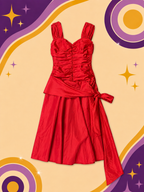 1980's Original Vintage Taffeta Red Halston III 'Prom Dress'