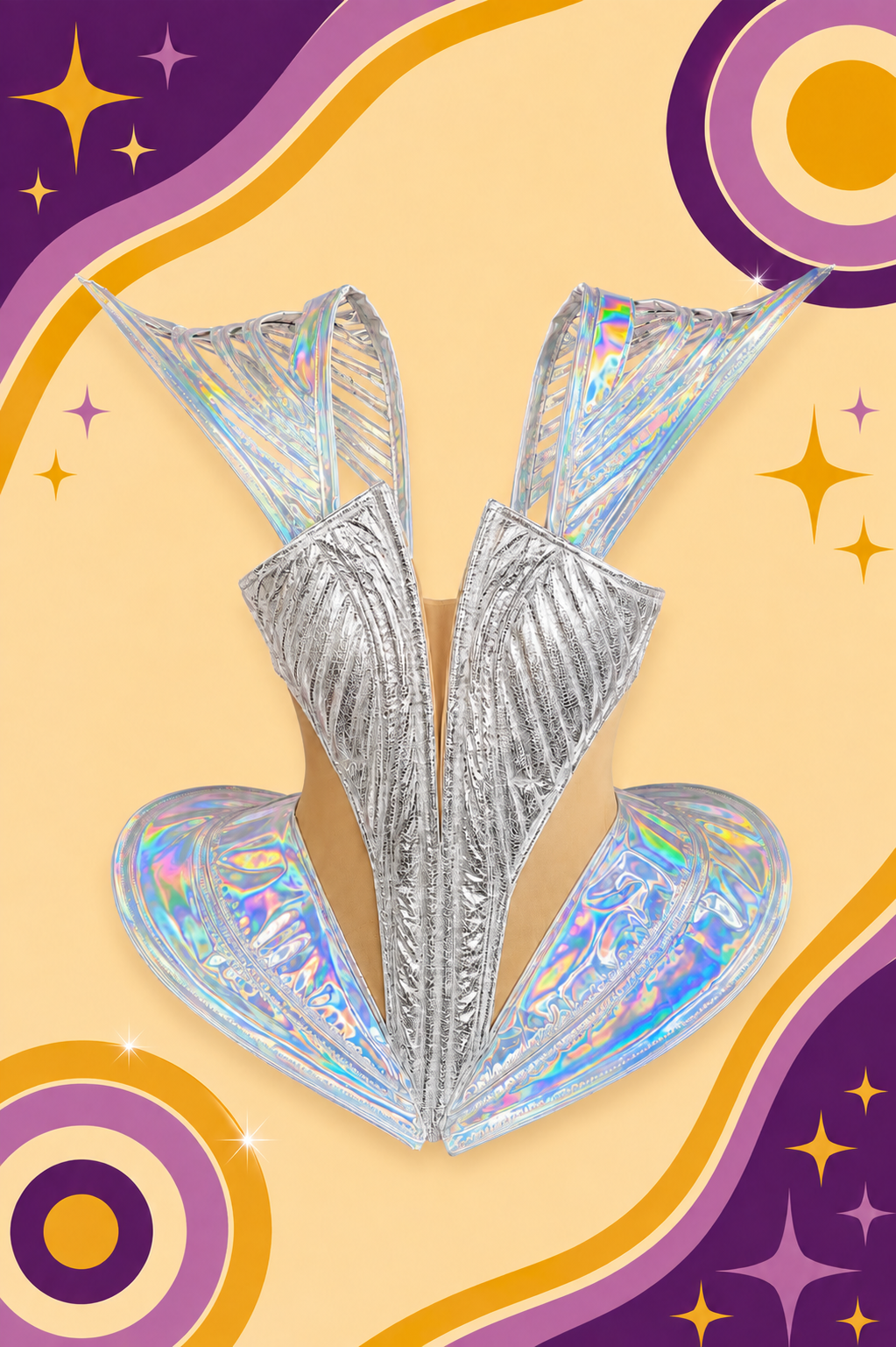 Futuristic Space Corset with Holographic Silver Detail