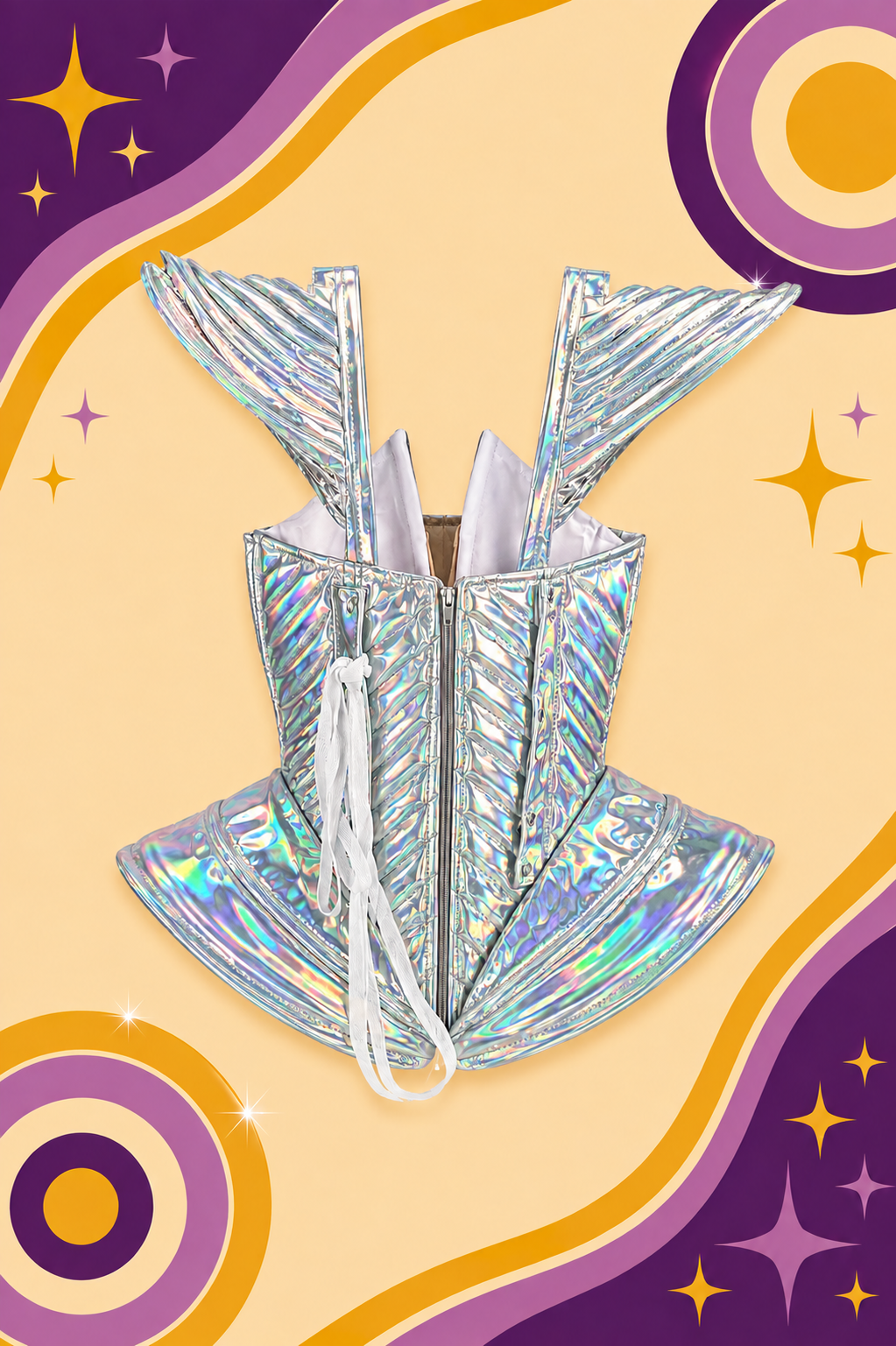 Futuristic Space Corset with Holographic Silver Detail
