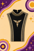 Embellished Black Vest-Piece with gold Rhinestones