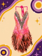 Hand Made Pink Showgirl Dress with Sequins and Feathers