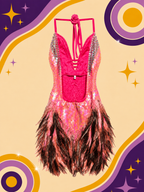Hand Made Pink Showgirl Dress with Sequins and Feathers