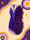 Hand Made Purple Showgirl Dress With Sequins and Feathers