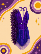 Hand Made Purple Showgirl Dress With Sequins and Feathers
