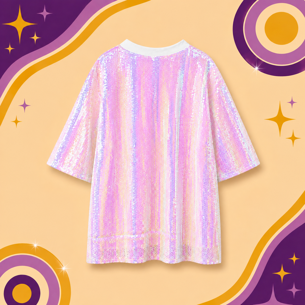 Sequin Holographic White 'Barbie' T-Shirt