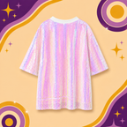 Sequin Holographic White 'Barbie' T-Shirt