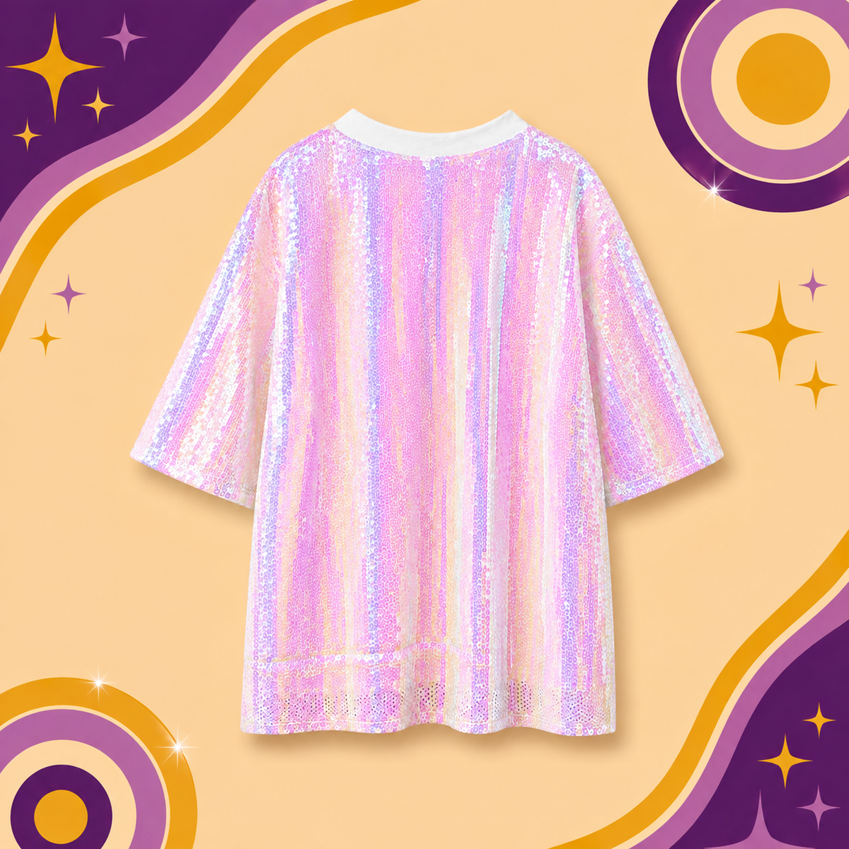 Sequin Holographic White 'Barbie' T-Shirt