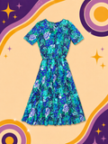 1980's Original Vintage Floral Satin Dress