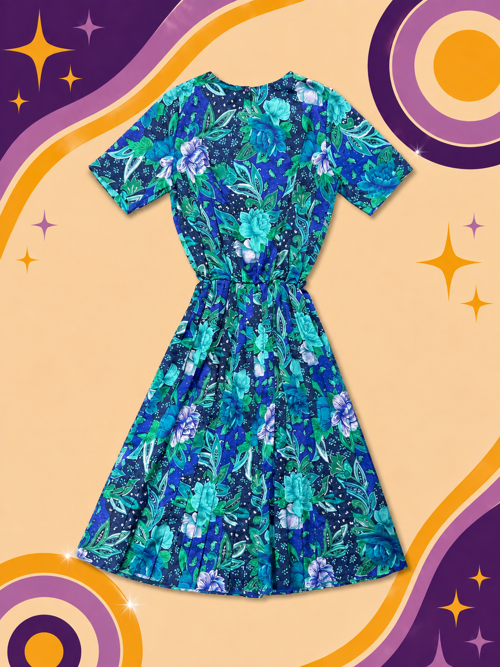 1980's Original Vintage Floral Satin Dress