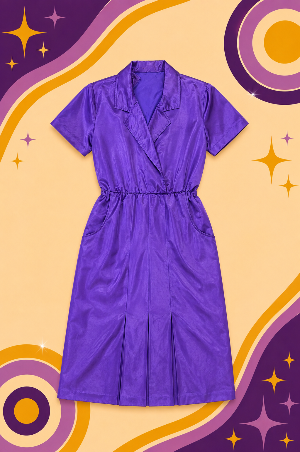 1980's Original Vintage Satin Purple Dress