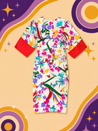 1980's Original Vintage Silk Flora Kong Dress