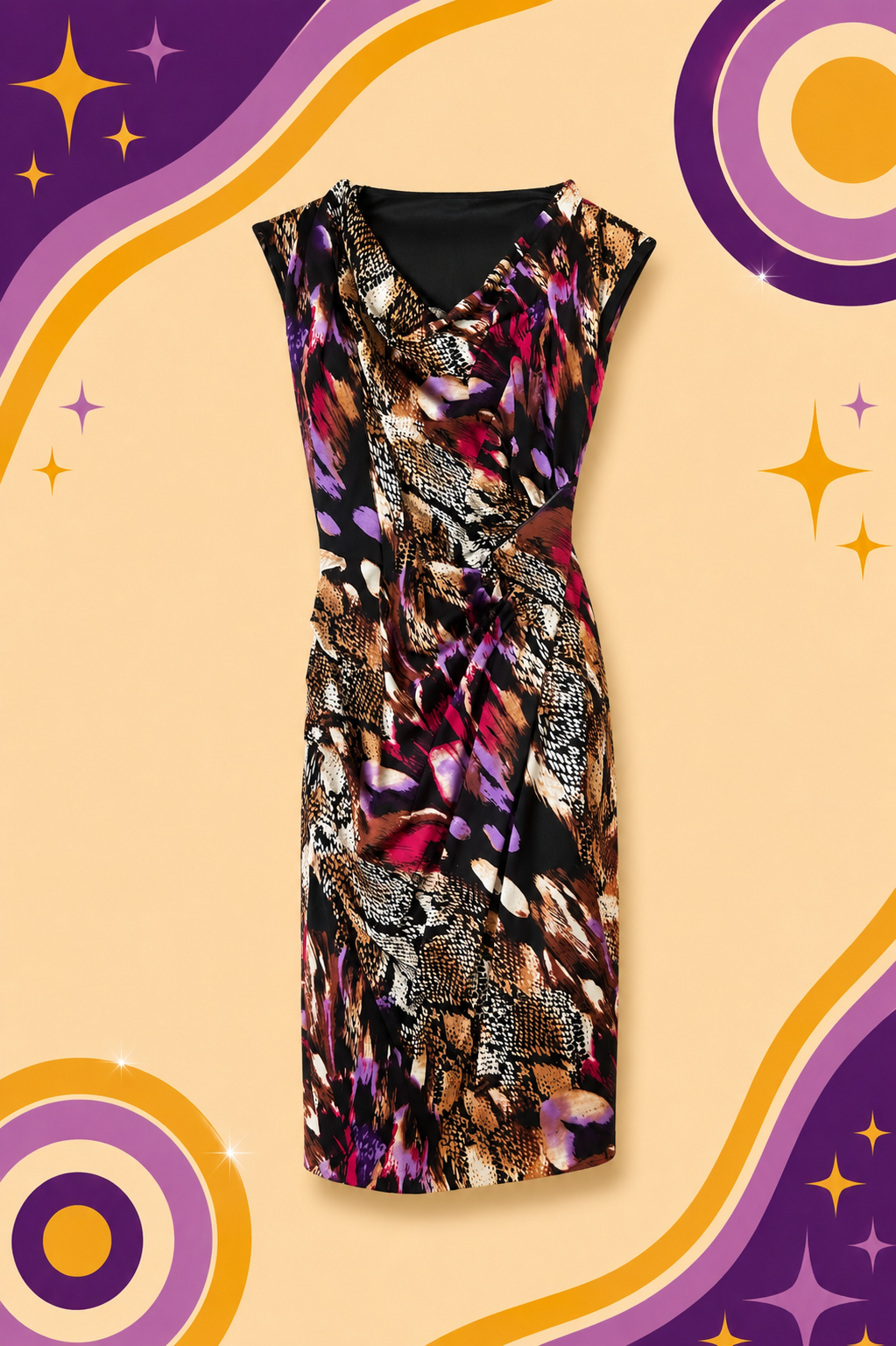 1990's Snake Skin Purple Multi Colour Dress