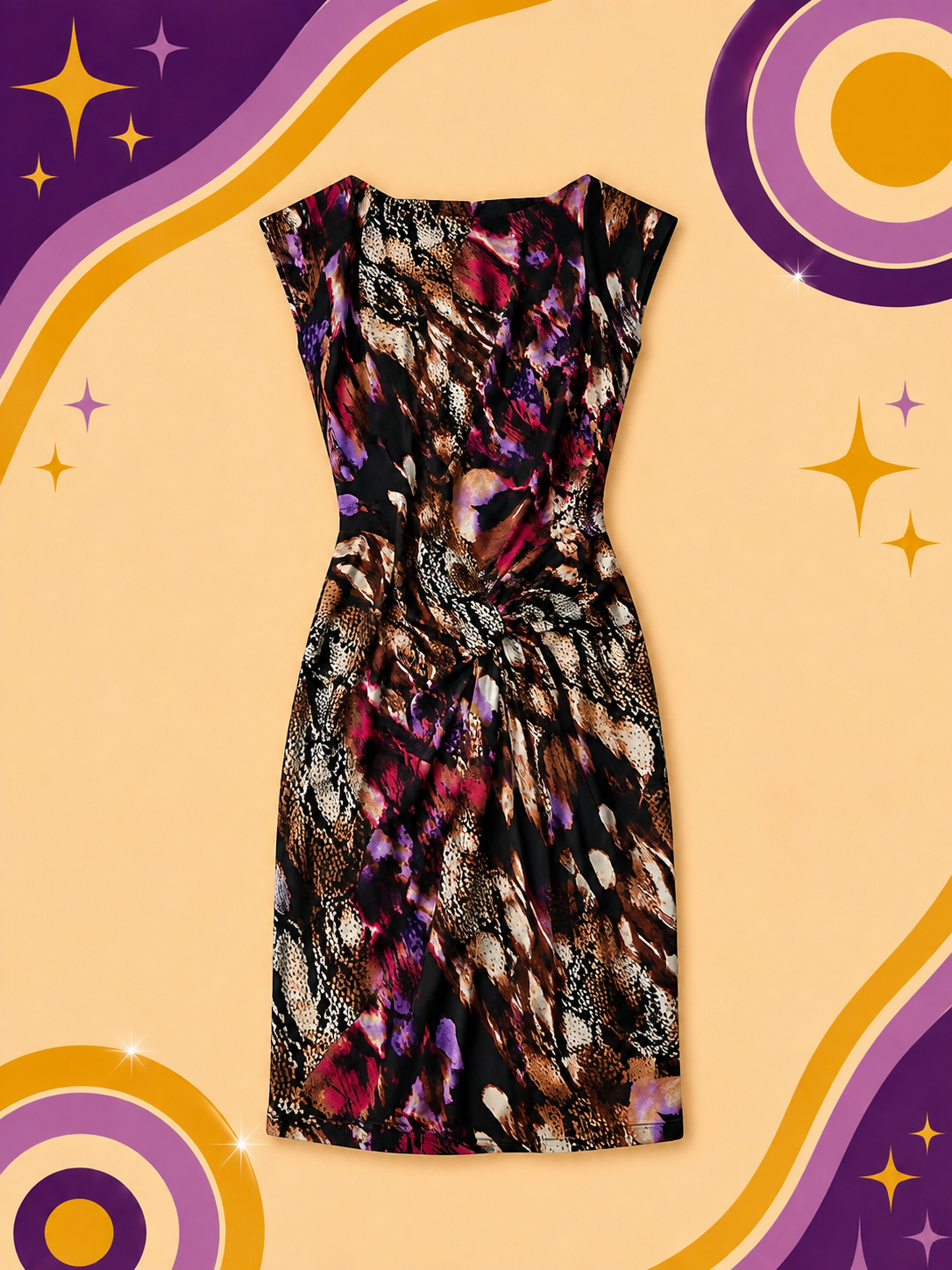 1990's Snake Skin Purple Multi Colour Dress