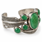 Handcrafted 826 Sterling Silver Bracelet With Jade Stone Detailing