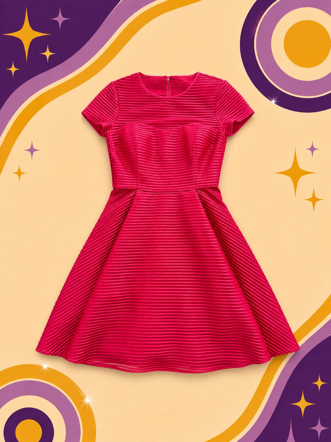 1950's Original Vintage Ted Baker Hot Pink Dress