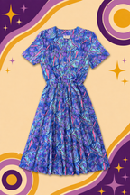 1980's Original Vintage Styled By Tosol 'David' Colourful Pleated Dress