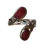 Handcrafted 925 Sterling Silver Bracelet With Maroon Stone Detailing