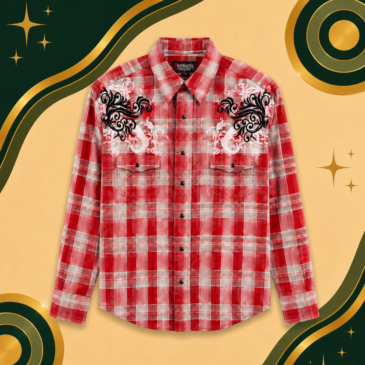 Mens American Vintage Rock N Roll Cowboy Button Up
