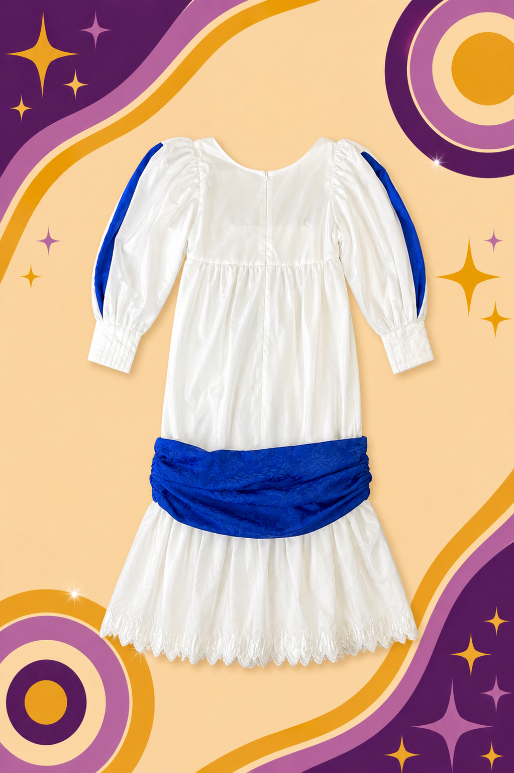 1980's Original Vintage Handmade Taffeta White Dress
