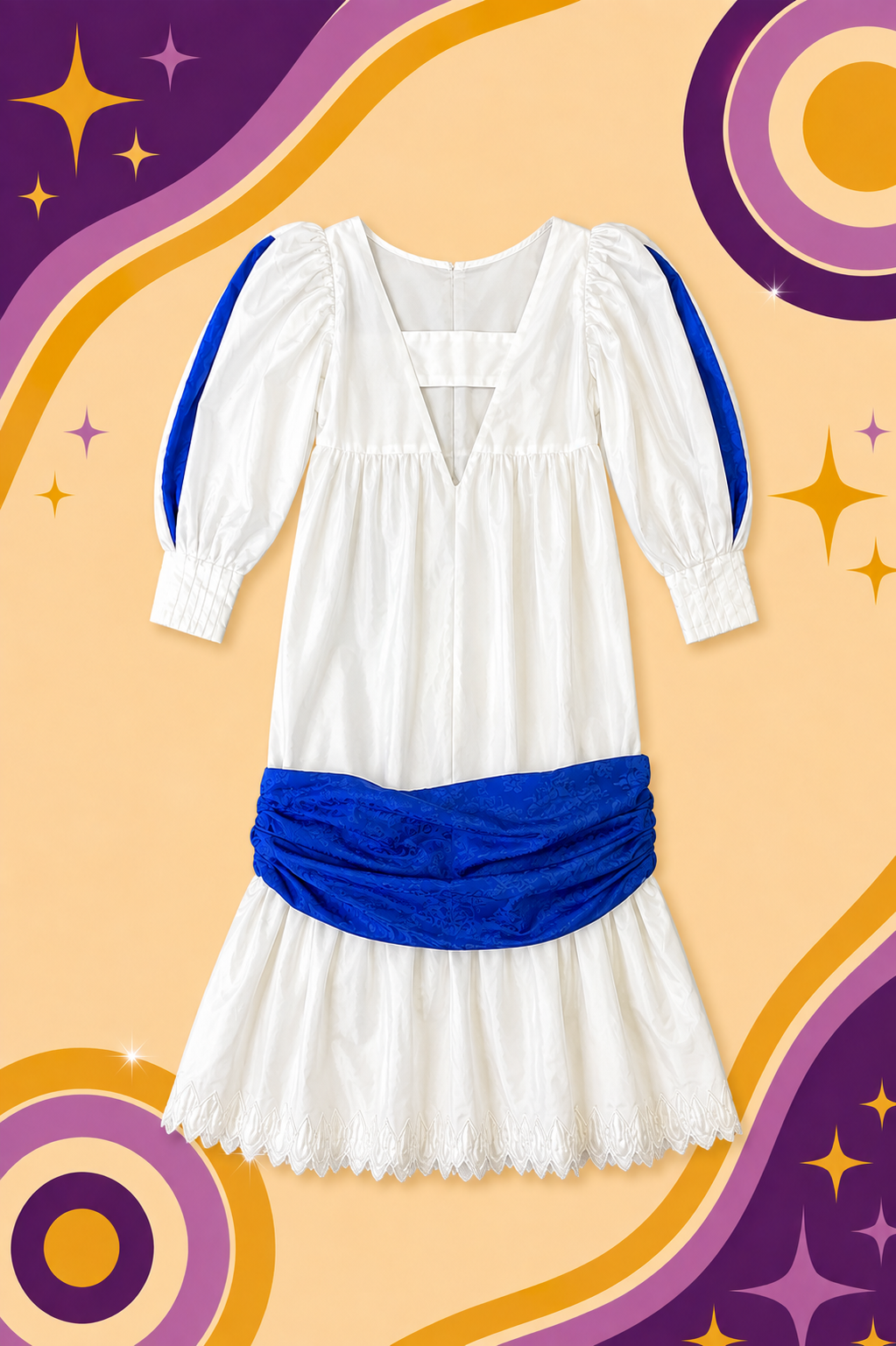 1980's Original Vintage Handmade Taffeta White Dress