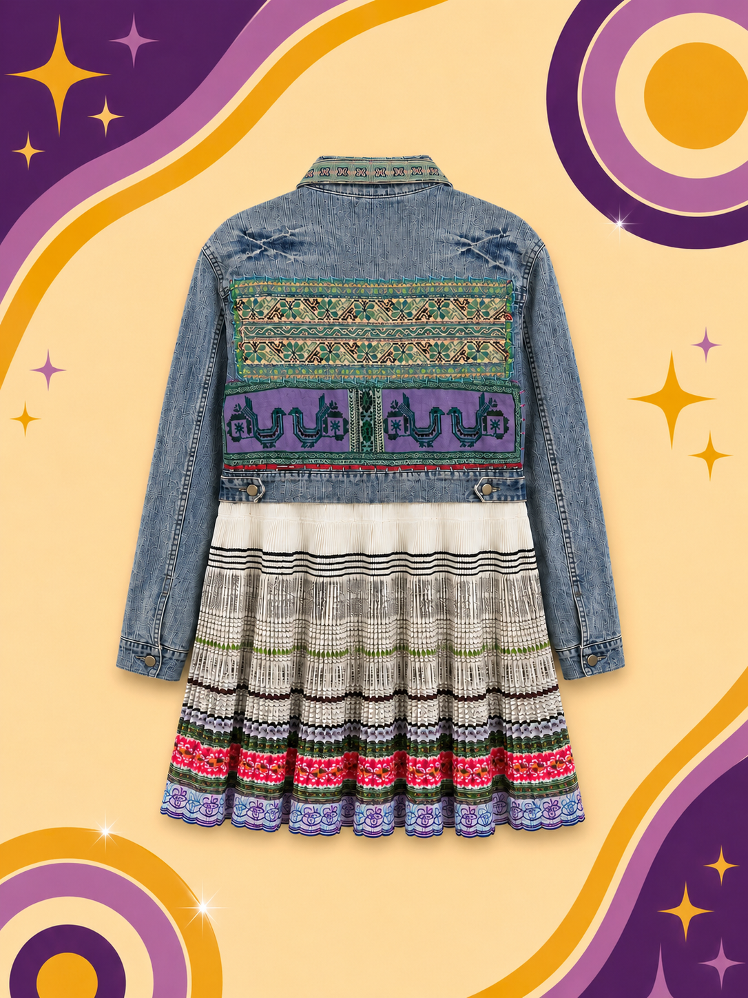 Upcycled Denim Jacket Funnies Vintage High Low Style