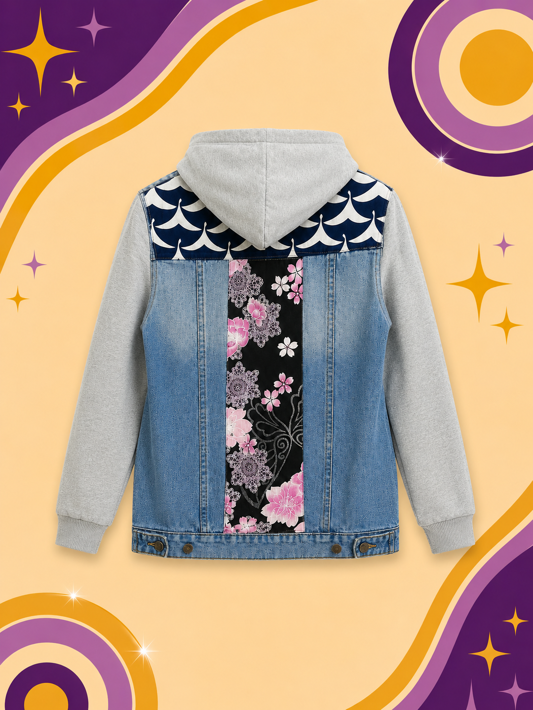 Upcycled Urban Youth Denim Hooded Jacket