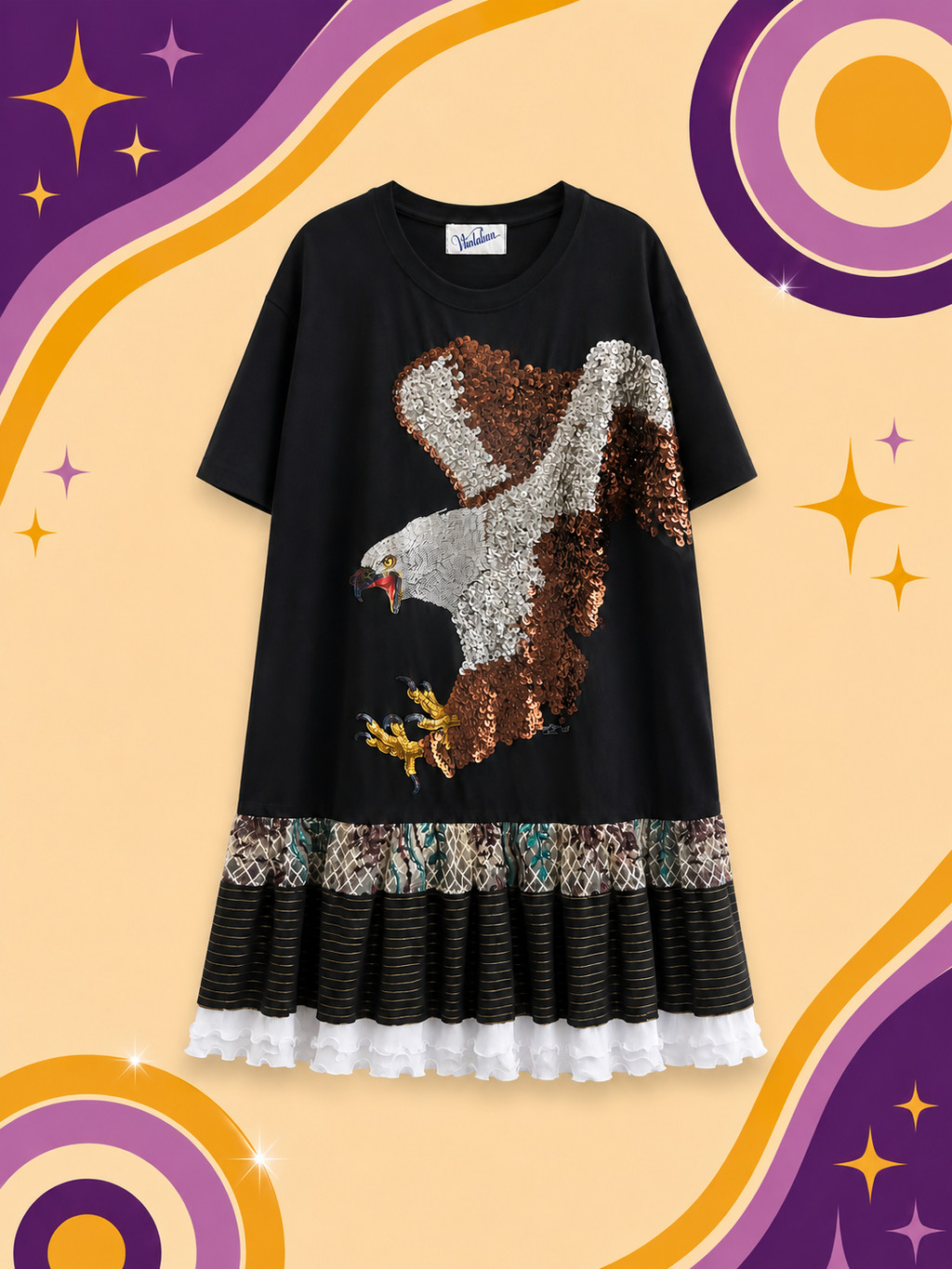 Upcycled Vuntaken Sequin Eagle Dress