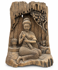 Hand carved Wooden Statue Lady Under A Tree