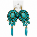 Handmade Woven Earrings With Beaded Detailing (Turquoise)
