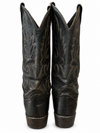 American Vintage Genuine Leather Cowtown (W9D) Black W/White stitching Cowboy Boots