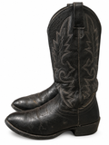 American Vintage Genuine Leather Cowtown (W9D) Black W/White stitching Cowboy Boots