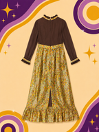 1970's Original Vintage Handmade Rare Gold/Brown Dress