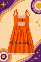 1970's Handmade Original Vintage Orange Dress