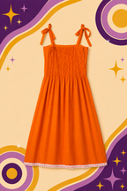 1970's Handmade Original Vintage Orange Dress