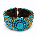 Handmade Woven Bracelet With Beaded Detailing (Turquoise)