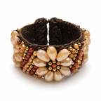 Handmade Woven Bracelet With Beaded Detailing (Brown)