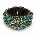 Handmade Woven Bracelet With Beaded Detailing (Green)