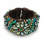 Handmade Woven Bracelet With Beaded Detailing (Green)