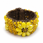 Handmade Woven Bracelet With Beaded Detailing (Yellow)